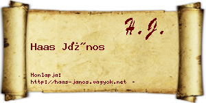 Haas János névjegykártya